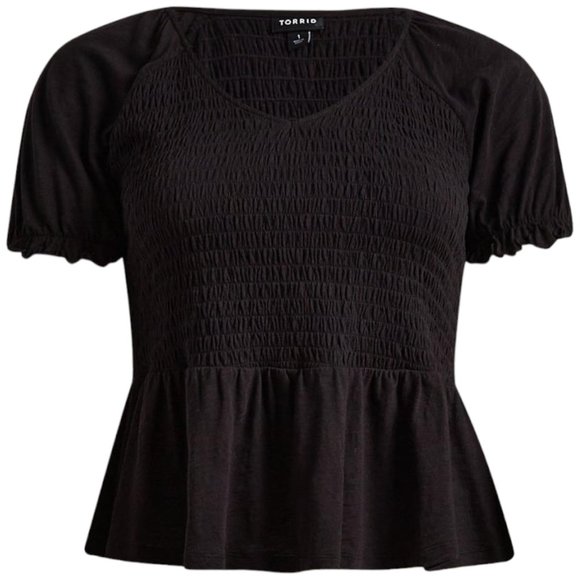torrid Tops - Medium 00 - TORRID - Cotton Modal Smocked Babydoll Top NEW